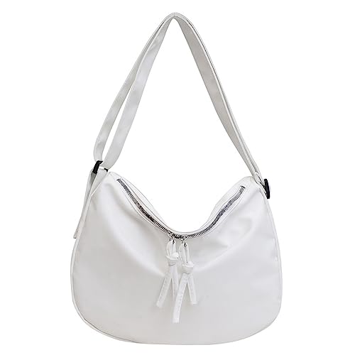 Kehpish Economical Cotton Canvas Tote Bag,Women Hobo Shoulder Bag Crossbody Handbag with 3 External Pocket,Zipper Closure