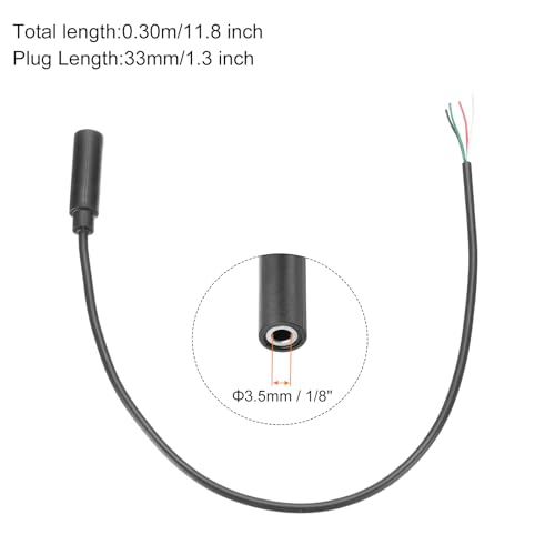5 piezas Jack 3.5mm hembra a cable abierto 0.30m miniatura 2