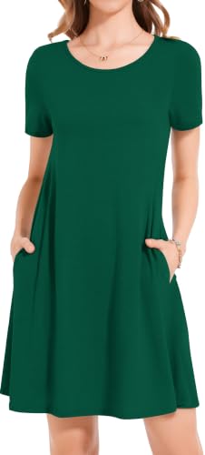 Image of Womens Summer Dresses Beach Casual Loose Tshirt Floral Short Sleeve Flowy Pockets Sundresses 2026