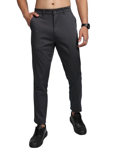 Image of Highlander Men's Slim Fit Formal Trousers | Ankle Length |Smart Trousers for Men | Chino Trousers for Men|Elegant Design | Comfortable Fabric for Daily Work & Formal Occasions