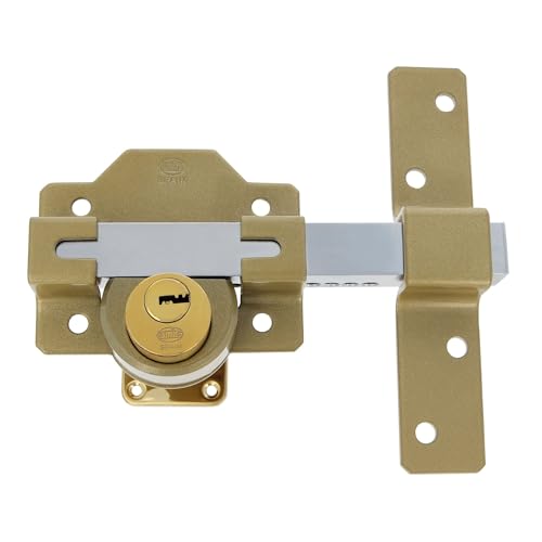 Amig   Cerrojo de Sobreponer con Cilindro Redondo Interior y Exterior Mod. 4 88 x 153 mm   Cerradura de Seguridad con Llave   Incluye 5 Llaves de Punto   Acero Martelé