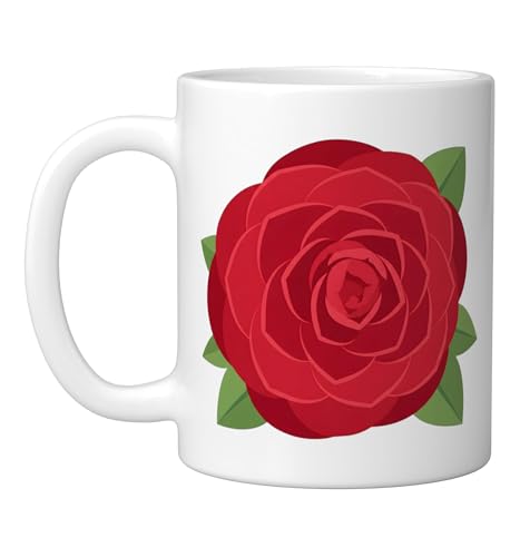 Middlemist Red Camellia Rare Flower Botanical Gardening Ceramic Mug, White