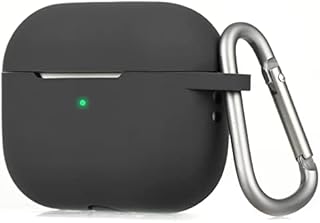 Migeec Case for AirPods Pro 2nd Generation Cover with Carabiner, Shockproof Protective Silicone Skin - Black