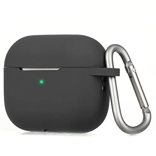 Migeec Funda para AirPods Pro de 2ª generación con mosquetón, Funda Protectora de Silicona a Prueba de Golpes - Negro Cover