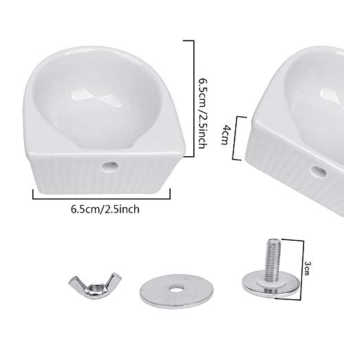 Small Animals Bowl, Detachable Cage Feeder Pet Ceramic Water & Food Feeder, Small Animal Supplies for Rabbit Parrot Squirrels Chinchilla Hamster Ferret (White, S)