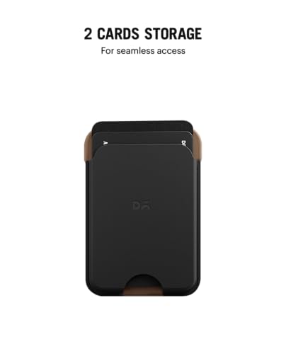 Image of DailyObjects Leather Magnetic Wallet Card Holder | Designed for MagSafe Compatible with iPhone 16, iPhone 15, iPhone 14, iPhone 13, iPhone 12 Models | Premium Design | Full-Grain Leather - Black-Beige