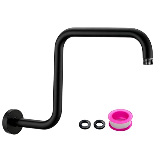 YURUZH 13 Inches Shower Head Extension Arm with Flange,S shape