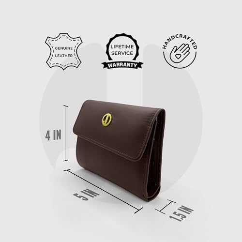 Jafferjee & Co. Genuine Small Leather Wallet for Women – Elegantly Designed Trifold Small Leather Wallet Women With Inner Zipper Pocket - Oxford Brown4
