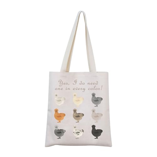 Bolso tote divertido con diseño de gallina Silkie, regalo para dueños y amantes de las gallinas Silkie, para agricultores miniatura 1