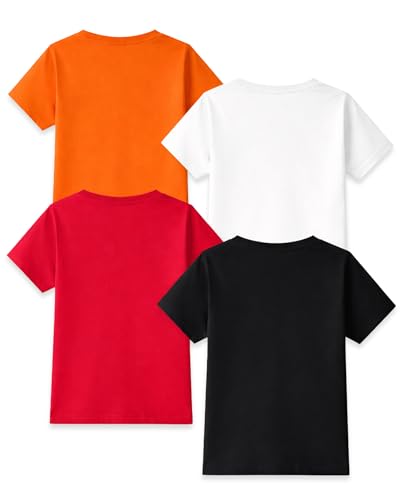 Image of Kuchipoo Boys 100% Cotton Half Sleeve T-Shirt | Soft & Breathable Fabric | Round Neck Plain Solid Tee | Comfortable Pack of 4