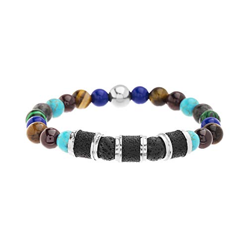 Steve Madden Multi Colored Stone Lava Bead Stretch Bracelet