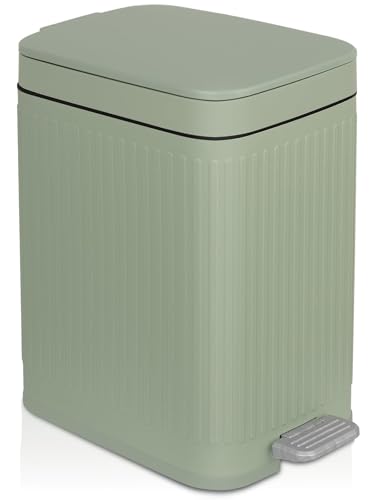 Image of rejomiik Small Bathroom Trash Can with Lid Slim Soft Close Garbage Can Step Wastebasket Container Trash Bin for Office Bedroom Kitchen Living Room (2.6 Gallon Light Green)
