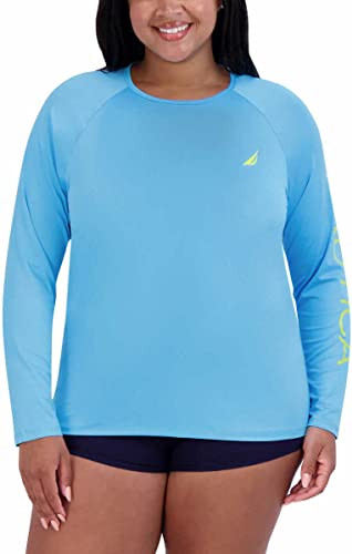 Image of Nautica Women's Long Sleeve Rashguard - Quick-Dry, UPF Protection, Swim Shirt, Pool, Beach, Hiking, Yoga, Volleyball