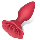 Rose Anal Plug Silicone Butt Plug for Women Pleasure, Beginner Anal Toys Training Butt Plug Anal Flower Sex Toys Cute Butt Plug Starter Kit Anal Sex Toy for Her (Red)