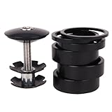 YANRUHFL 1 1/8 Inch Headset Spacer with Stem Top Cap,Headset Star Nut (Black)