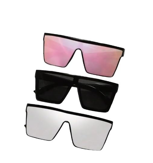 3 Pairs Women's Flat Top Sunglasses with Multicolor Square Frames for Street Style and Beach Accessories