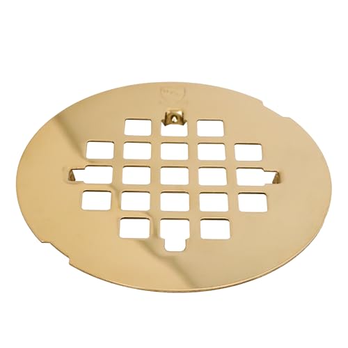 Westbrass D319-2-01 4-1/4" OD Casper Style Brass Snap-in Shower Strainer Grid Drain Cover, PVD Polished Brass (2-Pack) by Westbrass - Used condition - Image 3