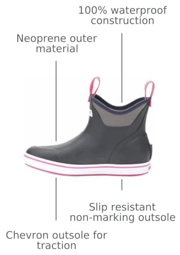 Image of XTRATUF Women's 6 Inch Ankle Deck Boot, Navy /Pink, 6