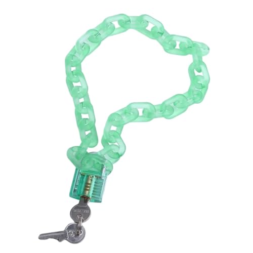 NTIYOU Collar con colgante de cerradura transparente acrílico for mujer, candado de resina, gargantilla de cadena larga transparente(Green)