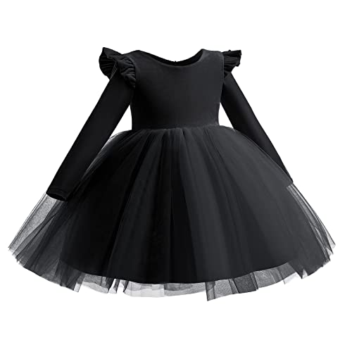 IDOPIP Toddler Baby Flower Girls Velvet Tutu Dress Fall Long Sleeve Princess Pageant Wedding Christmas Birthday Party Dresses3