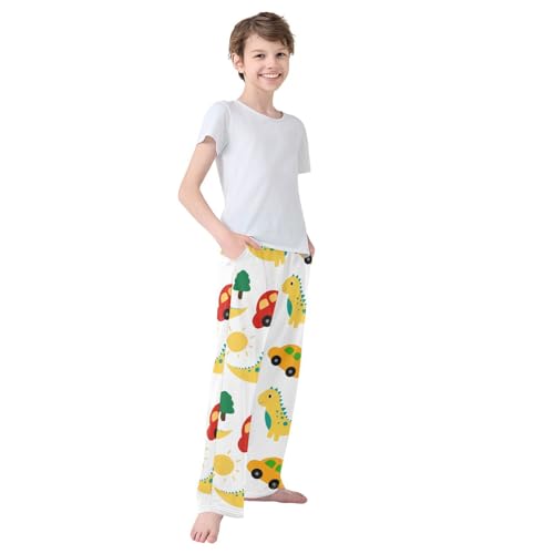 Dinosaur Car Tree Boys Pants Boys Athletic Pants Long Pant for Boy with Pockets Wide-Leg Size 6-14Y 7