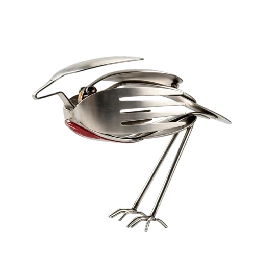 Escultura de pájaro petirrojo de metal artesanal miniatura 1
