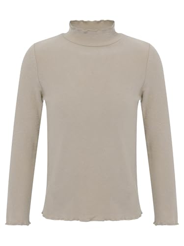 Jan Jean Kids Girls Boys Pullover Tops Undershirts Slim Fit Basic Layering T Shirt Long Sleeve Tees Plain Tunic Blouse Khaki 2-3 Years