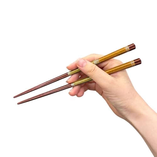 【食洗器対応箸(至高)】 天然木 日本製 おはし 高級 和柄 モダン 木箸 箸 すべり止め 家庭用 (マティス 女性用 山吹/21p)