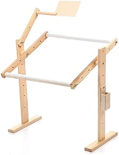 ColdShine Cross Stitch Frame Stand Adjustable Wooden Frame Embroidery Stand with 5 Adopted Height Level Needlework Cross Stitch Floor Stand for Embroidery Lovers Silk Painting Needlework