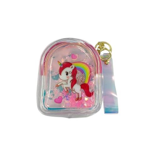 Coin Pouch Keychain for Girls - Cute Fancy Zipper Purse| Small Wallet |Best Return Gift Set | Birthday Return Gifts Multicolor Rainbow Effect Keychain Pack of(1)