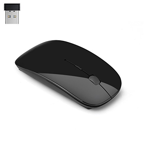 triplespark 2,4 gHz USB ratón inalámbrico delgado Ratón para portátiles/PC de sobremesa XP/Vista/Windows 7/Windows 10/Macintosh blanco negro negro