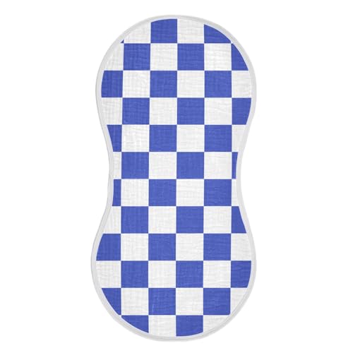 MCHIVER Checkerboard Blue White Plaid Burp Cloths for Baby Boy Girl Cotton Burp Rags Absorbent Muslin Milk Spit Up Rags for Baby Newborn Unisex 2PCS2