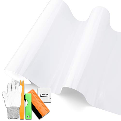 Jdmbestboy Free Tool Kit Gloss White Glossy Vinyl Wrap Sticker Decal Film Sheet Bubble Free Air Release- 24"X60" #TOP13