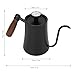 Yechiry 500ML Gooseneck Kettle with Thermometer, Stainless Steel Pour over Coffee Kettle, Comfortable Wood Handle Precision Pouring Tea Pot with Scale for All Stovetop Black