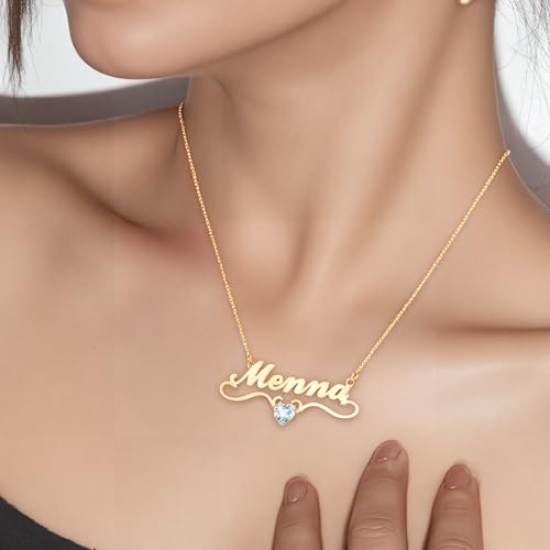 Custom Name Necklace with Birthstone Personalized Necklace for Women Mother's Day Gift from Daughter and Son Mom Necklaces Gifts for Women3