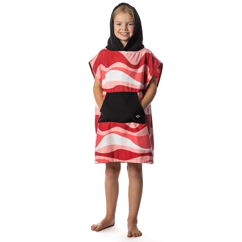 Image of Flow Changing Poncho for Kids - Microfiber Hooded Swim Towel Poncho for Boys & Girls, Perfect for Beach, Pool, or Swim - Quick Dry, Absorbent, Light Weight, and Easy to Pack (Pinkwave, Small)