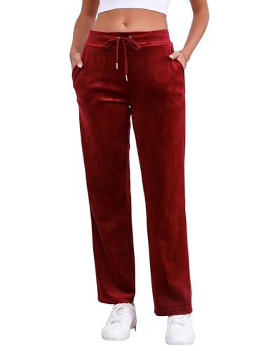 Amazon.com: Pescool Velour Pants for Women, Straight Leg Womens