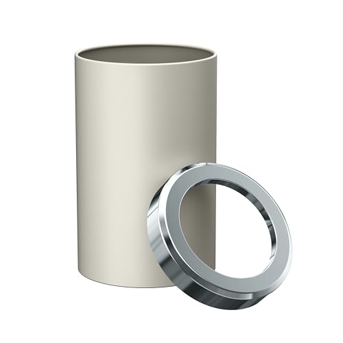 Image of Gatco Small Bathroom Trash Can with Lid, Round 3 Gallon Stainless Steel Wastebasket, Under Sink, Matte Pearl and Chrome, for Bathroom, Bedroom, Office (1931C)