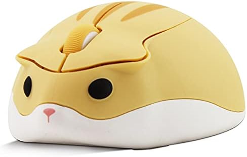 Wireless Mouse Cute Cartoon Hamster Shape Mini Silent Click Ergonomic Design 2.4G USB Portable Cordless Mouse 1200 DPI Small Mice for Notebook/MacBook/PC/Laptop/Computer for Kids Girl Gift (Yellow)