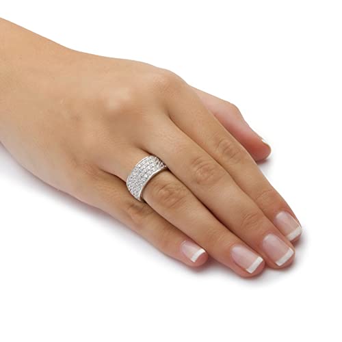 PalmBeach Platinum-plated Sterling Silver Round Cubic Zirconia Bridal Eternity Ring Sizes 6-103
