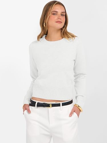 Image of ANRABESS Women's Long Sleeve Sweaters Cropped Crew Neck | Business Casual Tops,Light Weight Comfy Knit,Pullover ShortSweater,Basic Classic,Fall Fashion Winter Layer Clothes