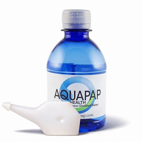 Aquapap Health Neti Pot Distilled Water for Nasal Irrigation | Vapor Distilled Sterile Water for Sinus Rinse & Nasal Wash | 8 Pack Single-Serve 8oz Bottles (Neti Pot Not Included)