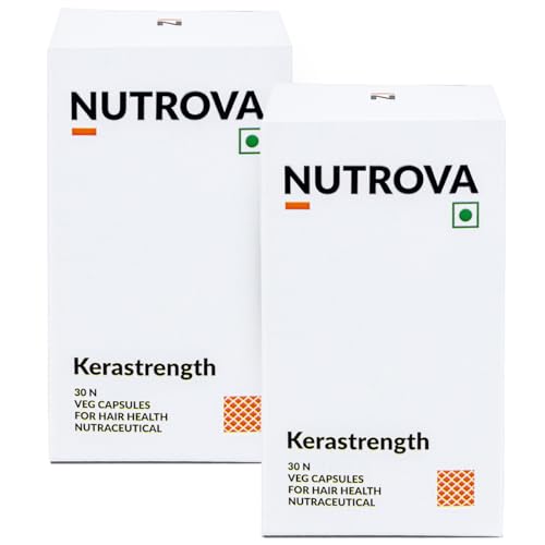 NUTROVA Kerastrength For Unisex (60 Capsules-Pack Of 2) With Biotin-Prevents Hair-Fall,Builds,Strengthens & Grows Hair With Vitamins A,C,D3,B-Complex,Lycopene Inhibits Hair-Fall Hormone Dht.,100 grams