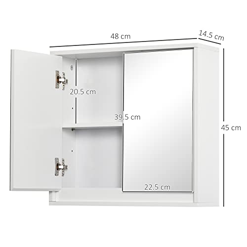 HOMCOM Bathroom Mirror Cabinet Wall Mounted Storage Shelf Bathroom Cupboard Double Door, White - Cosy Home Interiors HOMCOM Bathroom Mirror Cabinet Wall Mounted Storage Shelf Bathroom Cupboard Double Door, White - Image 3