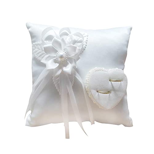 YilinkMart Hochzeit Ringkissen 20x20cm Brautkissen Träger Kissen Ringschachtel Ringhalter Heirat Paar Ring Halter Hochzeit Accessoires Für Eheringe Ringe