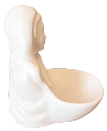 Top Brass Porcelain Rosary/Jewelry Holder - Blessed Virgin Mary/Lady of Grace Angelic Madonna Prayer Bead Necklace Tray Decor - Thumbnail 6