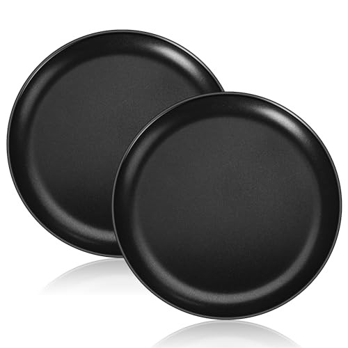 Herogo Pizza Tray, 12 Inch Non-Stick Oven Tray Set of 2, Stainless Steel Round Baking Pan for Oven Baking Roasting Serving, Healthy & Durable, Easy Clean
