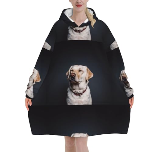 Sweat à capuche couverture en flanelle motif chien labrador imprimé pour homme et femme