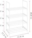 Metal Stackable Small Shoe Rack Organizer, Narrow Shoe Racks for Closets Entryway, Shoe Stand,Shoe Shelf with Handle (4-Tier-White)