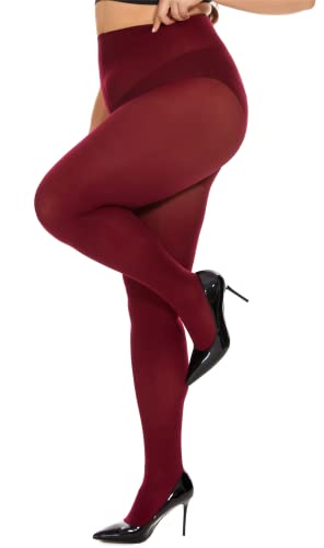 Image of DUCMODA Plus Size Tights for Women, Ultra Soft Solid Color Semi-Opaque Pantyhose, Nylon High Waist Stockings 1X 2X 3X 4X